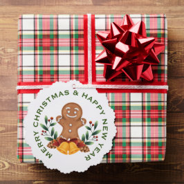 GINGERBREAD MAN on WHITE , PERSONALISIERTE CHRISTM Ornament Karte