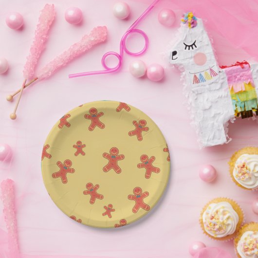Gingerbread Man Pattern Pappteller (Party)