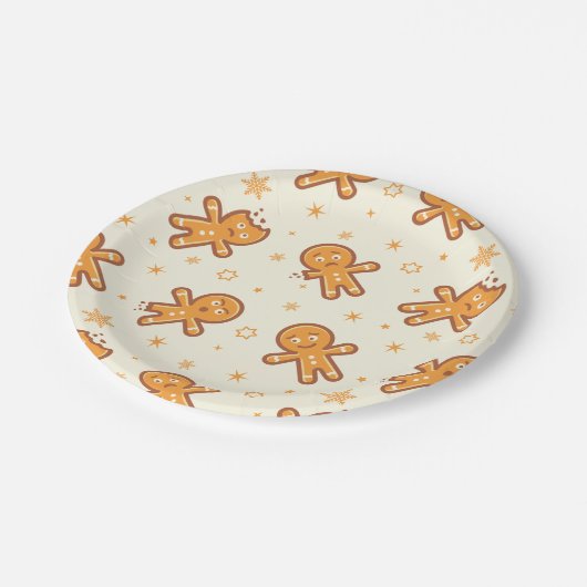 Gingerbread Man Pattern Pappteller (Schrägansicht)