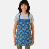 Gingerbread Man Peppermint Candy auf blauem Muster Schürze (Insitu)