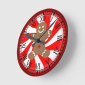 Gingerbread Man Peppermint Candy Christmas Clock Runde Wanduhr (Winkel)