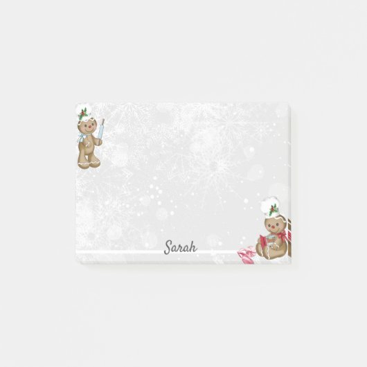 Gingerbread Man Personalize Name Kleine Geschenk Post-it Klebezettel (Vorderseite)