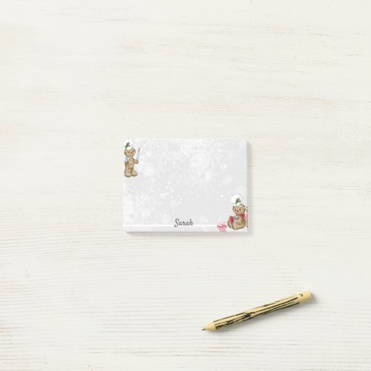 Gingerbread Man Personalize Name Kleine Geschenk Post-it Klebezettel (Auf Schreibtisch)