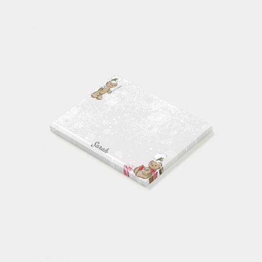 Gingerbread Man Personalize Name Kleine Geschenk Post-it Klebezettel (angewinkelt)