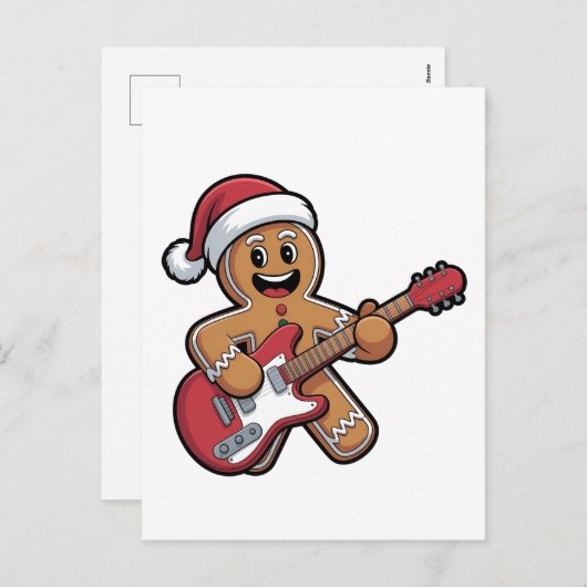 Gingerbread Man Play Guitar Electric Weihnachten (Vorne/Hinten)