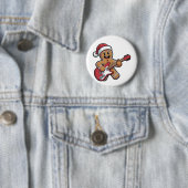 Gingerbread Man Play Guitar Electric Weihnachten Button (Beispiel)