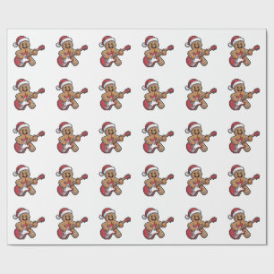 Gingerbread Man Play Guitar Electric Weihnachten Geschenkpapier
