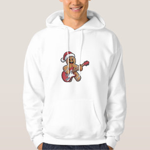 Gingerbread Man Play Guitar Electric Weihnachten Hoodie