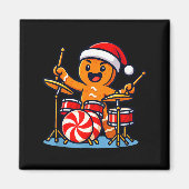 Gingerbread Man Playing Drums  Magnet (Vorne)
