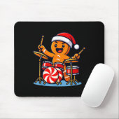 Gingerbread Man Playing Drums Mousepad (Mit Mouse)