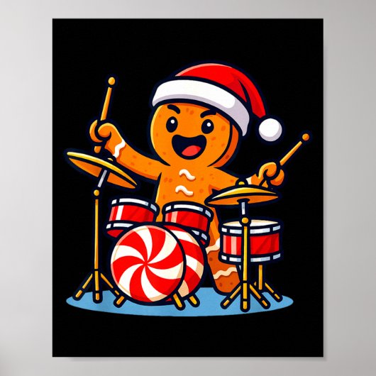 Gingerbread Man Playing Drums Poster (Vorne)