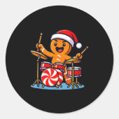Gingerbread Man Playing Drums Runder Aufkleber (Vorderseite)