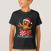 Gingerbread Man Playing Drums T-Shirt (Vorderseite)