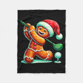 Gingerbread Man Plays Golf Christmas Golfing Santa Fleecedecke (Vorderseite)