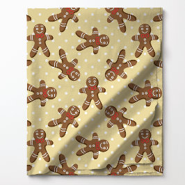 Gingerbread Man Polka Dot auf Creme Weihnachten Stoff