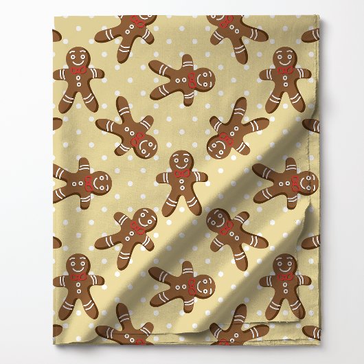 Gingerbread Man Polka Dot auf Creme Weihnachten Stoff