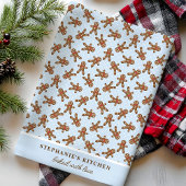 Gingerbread Man Polka Dot Blue Custom Christmas Geschirrtuch