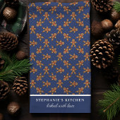 Gingerbread Man Polka Dot Navy Custom Christmas Geschirrtuch