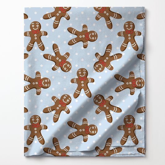 Gingerbread Man Polka Dot on Blue Christmas Stoff
