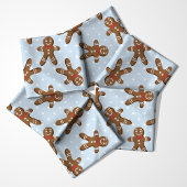 Gingerbread Man Polka Dot on Blue Christmas Stoff