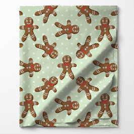 Gingerbread Man Polka Dot On Light Green Christmas Stoff