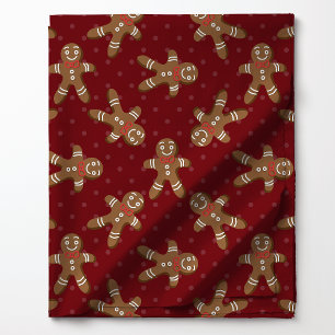 Gingerbread Man Polka Dot on Red Christmas Stoff