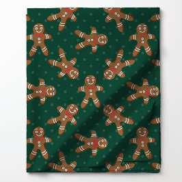 Gingerbread Man Polka Dot über grüne Weihnachten Stoff
