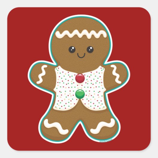 Gingerbread Man Quadratischer Aufkleber (Vorderseite)