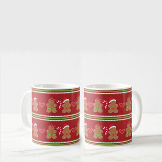 Gingerbread Man Red and Green horizontal Stripes Kaffeetasse