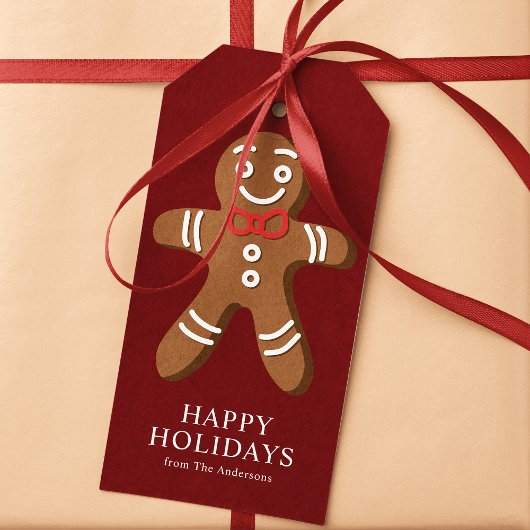 Gingerbread Man Red Christmas Geschenkanhänger
