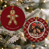 Gingerbread Man Red Polka Dot Christmas Foto Keramik Ornament
