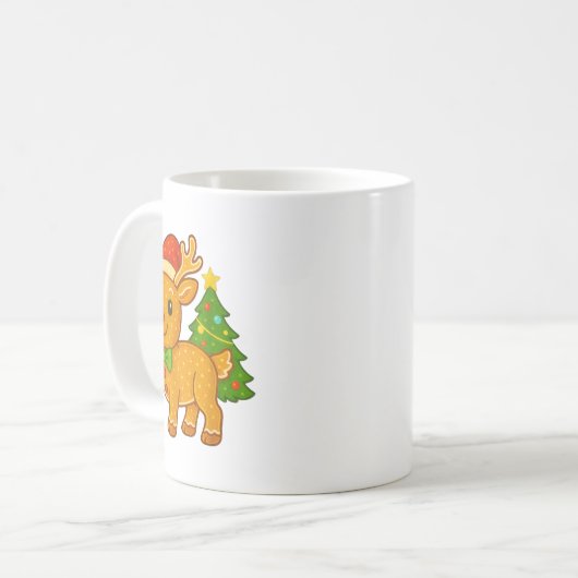 Gingerbread Man Rentier Weihnachtsmannmütze Weihna Kaffeetasse (Vorderseite Links)