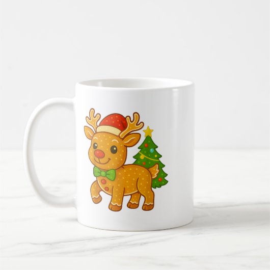 Gingerbread Man Rentier Weihnachtsmannmütze Weihna Kaffeetasse (Links)
