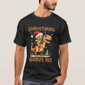 Gingerbread Man Riding Dinosaur T rex Weihnachten T-Shirt (Vorderseite)