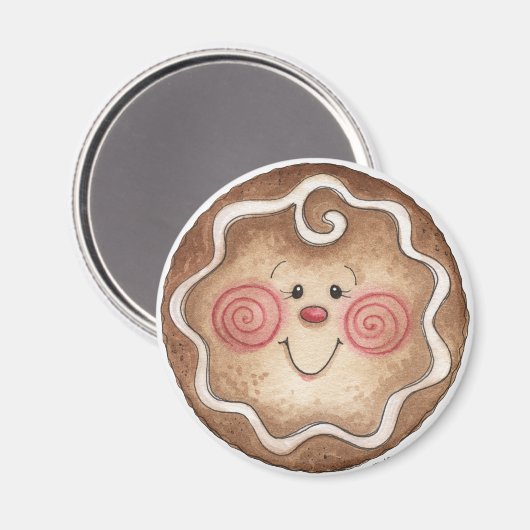 Gingerbread Man Round Magnet (Vorderseite/Rückseite)