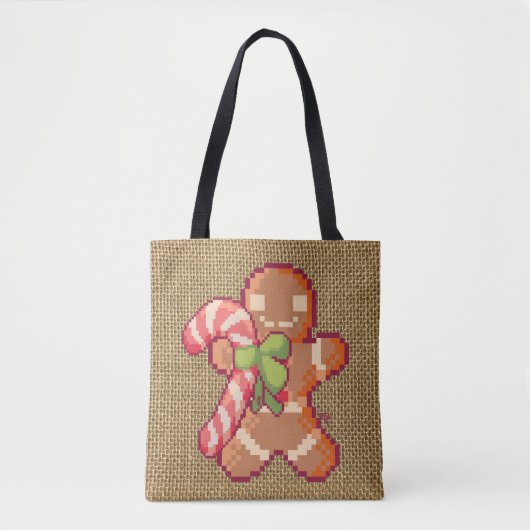 Gingerbread man, Santa, Christmas, Pixel Art Tasche (Vorderseite)