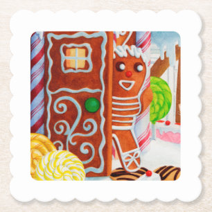 GINGERBREAD MAN Scallop Square Paper Untersetzer