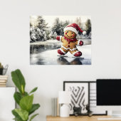 Gingerbread Man Skating Print Christmas Art Poster (Heimbüro)