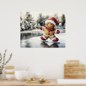 Gingerbread Man Skating Print Christmas Art Poster (Küche)