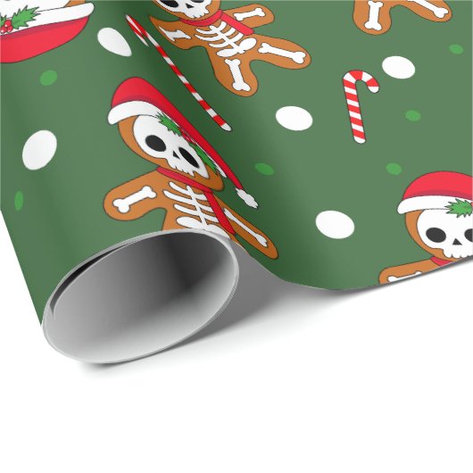 Gingerbread Man skelett Geschenkpapier (Rolleneckpunkt)
