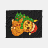 Gingerbread Man Sloth Weihnachtsmannmütze Weihnach Fleecedecke (Vorderseite (Horizontal))