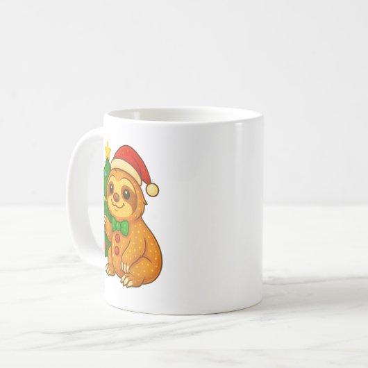 Gingerbread Man Sloth Weihnachtsmannmütze Weihnach Kaffeetasse (Vorderseite Links)