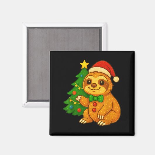 Gingerbread Man Sloth Weihnachtsmannmütze Weihnach Magnet (Vorderseite/Rückseite)