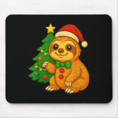 Gingerbread Man Sloth Weihnachtsmannmütze Weihnach Mousepad (Vorne)