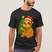 Gingerbread Man Sloth Weihnachtsmannmütze Weihnach T-Shirt (Vorderseite)
