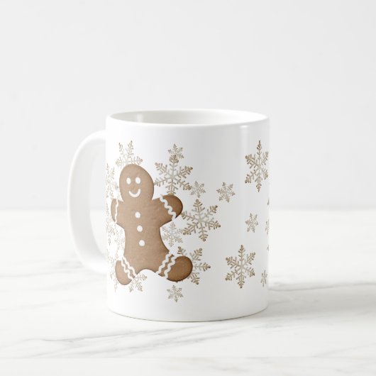 Gingerbread Man Snowflake Weihnachtskeks Urlaub Kaffeetasse (Vorderseite Links)