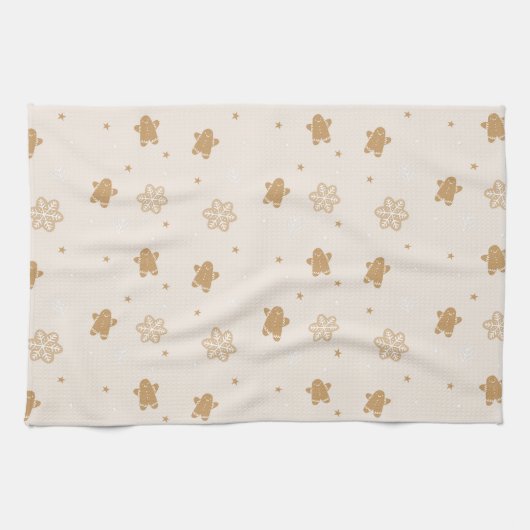 Gingerbread Man Snowflakes Weihnachtsmuster Geschirrtuch (Horizontal)