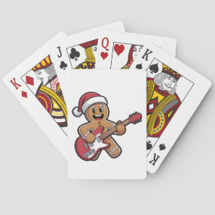 Gingerbread Man spielt E-Gitarre Weihnachten Spielkarten