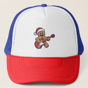 Gingerbread Man spielt E-Gitarre Weihnachten Truckerkappe