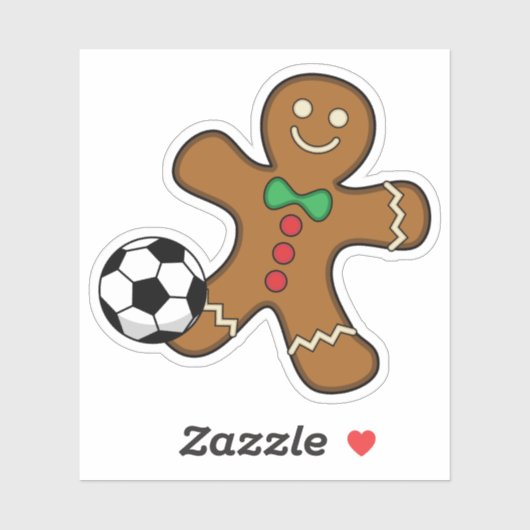 Gingerbread Man spielt Fußball Aufkleber (Blatt)